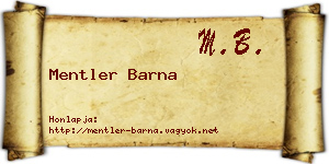 Mentler Barna névjegykártya